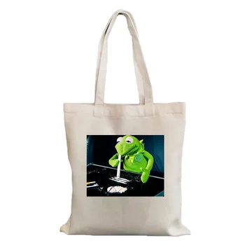 Frog Muppet Drug Narcos модная женская сумка для покупок, дорожные холщовые сумки, Эко-сумка через плечо, студенческая сумка-тоут, холщовая сумка для покупок