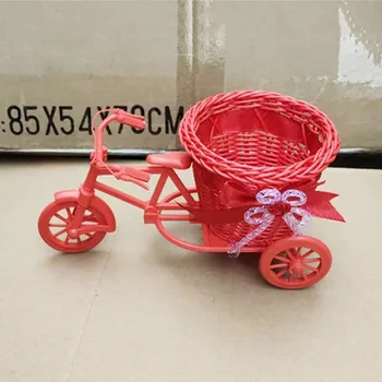 Креативная Корзина для цветов из ротанга в форме Трехколесного велосипеда, Ваза для цветов, Цветочные Горшки, Корзина для хранения всякой Всячины на рабочем столе, Украшение дома