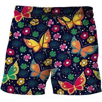 Модные летние мужские шорты с 3D-принтом с изображением бабочки, быстросохнущие плавательные шорты, повседневные пляжные брюки оверсайз, трендовая мужская одежда