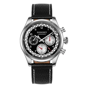 Мужские часы BODERRY с хронографом 42 мм, механические наручные часы с ручным заводом, 50 м, водонепроницаемый Сапфировый BGW-9, Светящийся ST1902, Тройное окно