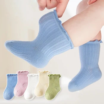 Новые детские носки, Летние Тонкие сетчатые дышащие Носки для новорожденных, хлопковые Носки для малышей, Весенние кружевные носки для маленьких девочек