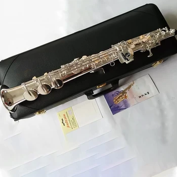 Высококачественный сопрано 901 Bb, латунный никелированный саксофон с прямой трубой, музыкальный инструмент для саксофона с футляром
