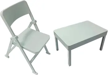 Набор столовых стульев 1/6, универсальный для кукольного домика, уличного здания, аксессуар для поделок, серый