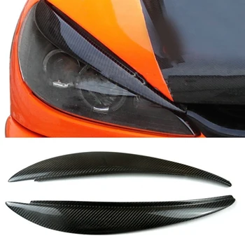 Для 2006-2010 Peugeot 206 Крышка передней фары из углеродного волокна лампа головного света Накладка для век и бровей
