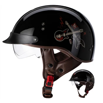 Новый ретро мотоциклетный шлем Four Seasons, шлем с половиной лица, Мотоциклетный аварийный шлем, мото-шлем для езды на скутере, мотоциклетные полушлемы для мужчин
