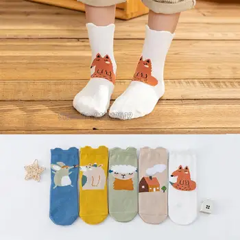 5 пар /лот, детские Осенне-зимние хлопковые Милые Животные, Теплые носки для девочек и мальчиков