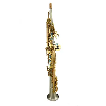 Высококачественный цельный прямой корпус из белой меди, покрытый золотым лаком, клавиши для сопрано-саксофона