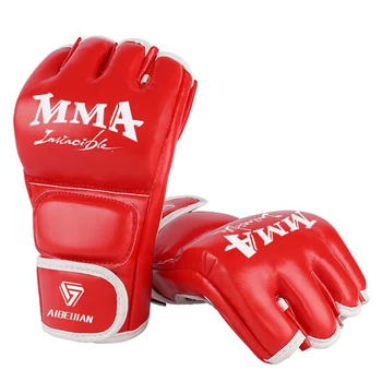 Детские боксерские перчатки для кикбоксинга с полупальцами, защитные перчатки для дышащих носимых спортивных тренировок из искусственной кожи, перчатки для спарринга для взрослых