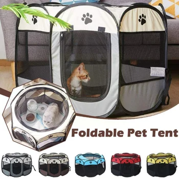 Складная палатка для домашних животных, собачий домик, Восьмиугольная клетка, палатка, удобный питомник, управление собаками, забор, манеж, Большой щенок на открытом воздухе
