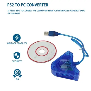 Адаптер-Конвертер для двух Плееров USB-кабель Joypad Game для двух Playstation 2 для PS2 Gamepad Converter PC USB Game С CD-драйвером