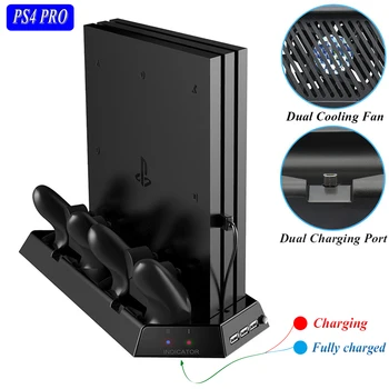 Аксессуары для PS4 Pro Светодиодная вертикальная подставка для охлаждения вентилятора, подставка для зарядки кулера и джойстика и 3-х ступичный концентратор для Sony PlayStation 4 Pro