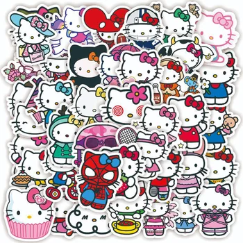 10/30/50шт Hello Kitty Эстетика Мультяшные наклейки Sanrio Аниме Наклейка Ноутбук Ноутбук Скейтборд Чемодан Багаж Детские наклейки