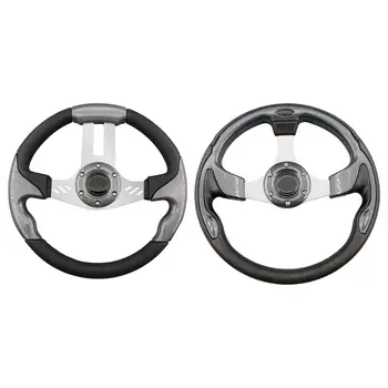 Рулевое колесо гольф-кара Алюминий + углеродное волокно Универсальная Спортивная модификация Искусственная кожа с адаптером для замены гольф-кара