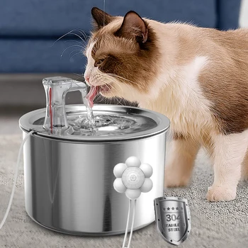 Питьевой фонтанчик для домашних животных объемом 2 л, сенсорная поилка из нержавеющей стали для кошек, домашний фонтан для воды, автоматический фильтр для кошек, диспенсер для воды для собак
