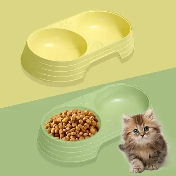 Миска для домашних животных с гладкими краями, большая емкость для домашних кошек, двойная миска, контейнер для еды, товары для домашних животных, аксессуары для домашних животных