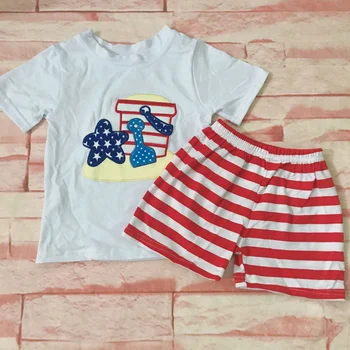 Одежда для малышей, летний комплект детской одежды с круглым вырезом, костюм с коротким рукавом для мальчиков