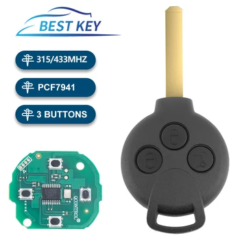 ЛУЧШИЙ ключ с 3 Кнопками Smart Remote Key 315/433 МГц с чипом ID46 (7941), батареей CR2016 для Benz Smart-451 2007-2013