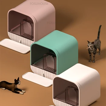 Скандинавский Пластиковый Полностью Закрытый ящик для кошачьего туалета, Очень Большой Кошачий Туалет, Товары для домашних животных, Индивидуальность котенка, Простая Домашняя Песочница для кошек