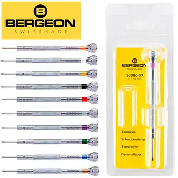 Bergeon 30080 Хромированная отвертка с плоской головкой для профессиональных часовщиков от 0,5 мм до 3,0 мм