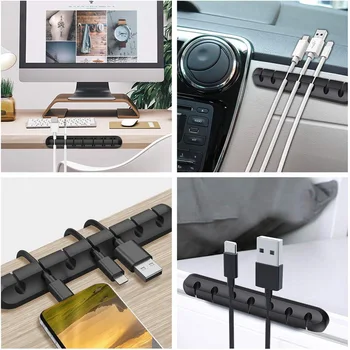 Силиконовый USB-кабель для намотки кабеля, настольный органайзер для управления кабелями, универсальные зажимы, защита кабелей для проводных наушников