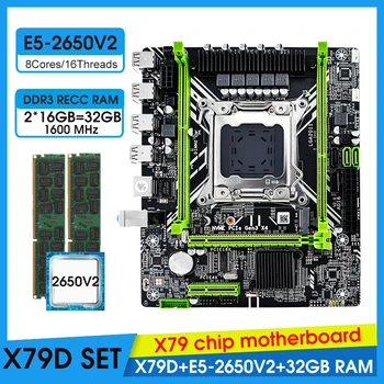 Комплект материнской платы JINGSHA X79 с процессором Xeon E5-2650 V2 LGA2011 combo 2* 16 ГБ = 32 ГБ оперативной памяти 1600 МГц DDR3 RAM KIT