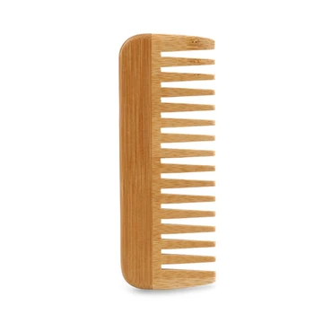 Расческа с широкими зубьями из натурального бамбука 50LD для распутывания антистатических вьющихся волос для женщин и мужчин