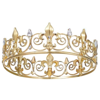 5X Royal King Crown Для Мужчин - Металлические Короны И Диадемы Для Принцев, Круглые Шляпы Для Празднования Дня рождения, Средневековые Аксессуары (Золото)
