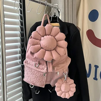 Новый Милый женский рюкзак с 3D цветами Из прочной ткани, нейлоновая школьная сумка, школьный рюкзак для девочек в красивом стиле, женский рюкзак для путешествий