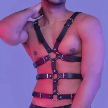 Регулируемый кожаный нагрудный ремень для мужчин, сексуальный костюм для ночного шоу, удерживающий ремень, плечевой ремень для мужчин