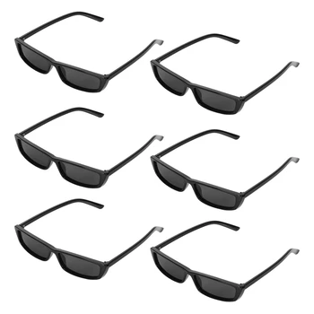6X Винтажные прямоугольные солнцезащитные очки, женские солнцезащитные очки в маленькой оправе, ретро-очки S17072, черная оправа, черный