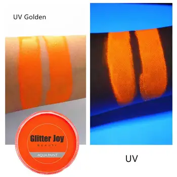 УФ-золотистый флуоресцентный Золотистый цвет 30 г/шт УФ-неоновая краска для лица и тела на водной основе, пигмент для нанесения на тело в косметическом макияже