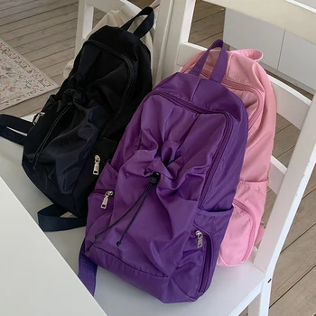2023 Новая повседневная нейлоновая женская сумка, молодежная сумка на молнии, средний рюкзак, женская сумка через плечо в корейском элегантном стиле, распродажа