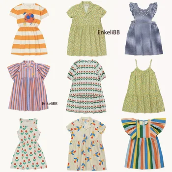 2023 TC SS / Новые поступления, стильные детские платья для девочек, летнее детское платье с коротким рукавом, брендовая дизайнерская одежда с мультяшным рисунком