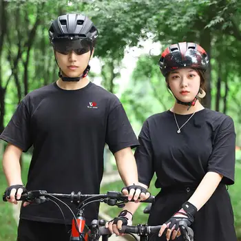 Велосипедный шлем с полым дизайном, Задний фонарь, Черные Велосипедные Очки, Предупреждение о линзе, Задний фонарь, Шлем, Велосипедное снаряжение