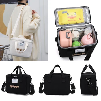 Универсальная коляска, сумка для мамы и ребенка, сумки для подгузников, водонепроницаемая термоизоляционная сумка с вышивкой Медведя, сумка для мамы, Сумки для хранения продуктов, сумка для бенто