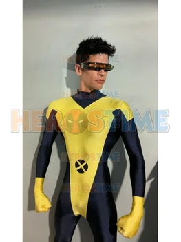 Костюм Циклопа для косплея, темно-синий и желтый костюм Зентаи из спандекса, костюм супергероя, костюмы на Хэллоуин для взрослых / детей