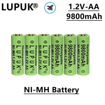 Перезаряжаемый аккумулятор LUPUK-AA, тип NI MH, 1,2 В, 9800 мАч, прочный, подходит для игрушек, компьютеров, пультов дистанционного управления и т. Д