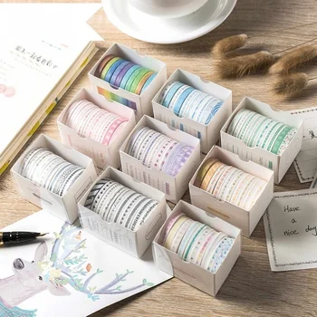 10 рулонов цветной основной и бумажной ленты, наклейки для украшения своими руками