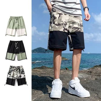 Летние пляжные шорты Мужские повседневные прямые дышащие короткие брюки Трендовые Свободные спортивные штаны Мужская одежда Баскетбольная уличная одежда