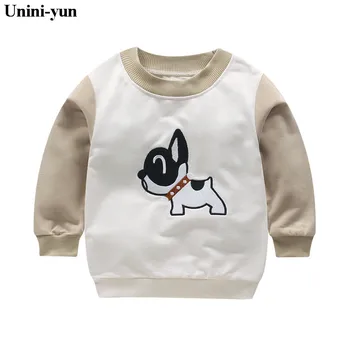 Unini-yun/ Топы с длинными рукавами для мальчиков, бренд 2017, осенние толстовки для маленьких мальчиков, детские футболки с рисунком животных, одежда для мальчиков