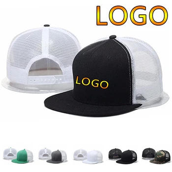 Новые бейсбольные кепки с регулируемым логотипом Унисекс с сеткой и плоскими полями в стиле хип-хоп для мужчин, бейсболка дальнобойщика Snapback, женская повседневная шляпа для папы с затенением