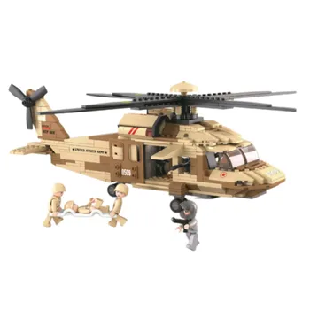 Военный вертолет конструкторы строительный набор вертолет Черный Ястреб кирпичи игрушки 439шт