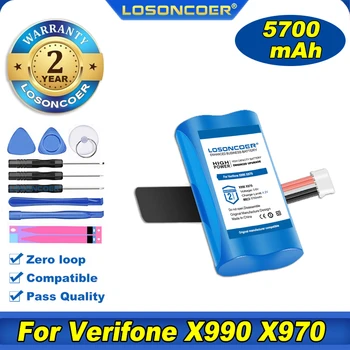 100% Оригинальный LOSONCOER Для Verifone X990 X970 Wifi BT POS Pos Терминалы Батарея SX18650-1S2P 5-Проводная Батарея