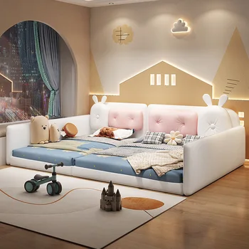Детская мебель, двуспальная кровать для родителей и детей, кровать принцессы, перила для мамы, большая кровать, семья из четырех материнских кроватей