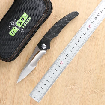 Лезвие Green thorn feather m390 + скрытый зажим сзади + TC4 Титановая 3D ручка для кемпинга на открытом воздухе, складной нож для фруктов, EDC инструмент