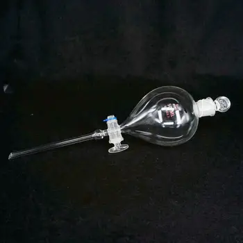 лабораторная стеклянная воронка для капель объемом 500 мл в форме шара со стеклянным запорным краном-дозатором