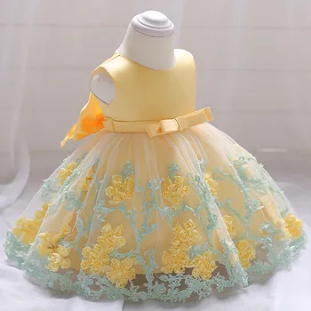 Сетчатое детское платье без рукавов с цветочным узором 
