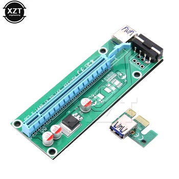 Более низкая цена Новейший Адаптер Riser Card от 1X до 16X PCIE Extender + Кабель USB 3.0 + SATA-4Pin IDE Molex Шнур Питания EM88