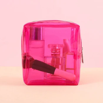 Небольшая квадратная прозрачная косметичка из ПВХ для женщин на молнии макияж сумки красота ясно, футляр для хранения организатор ванна мыть мешок