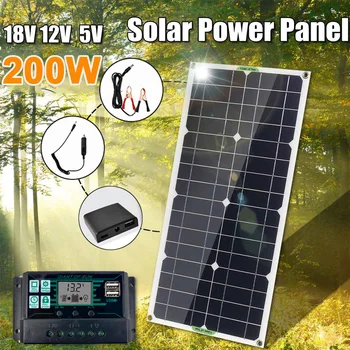200 Вт 18 В Комплект Солнечной Панели 12 В Зарядная Батарея С Контроллером Mppt 10-30A USB-Порт Солнечная Батарея Power Bank для Телефона RV Автомобиля